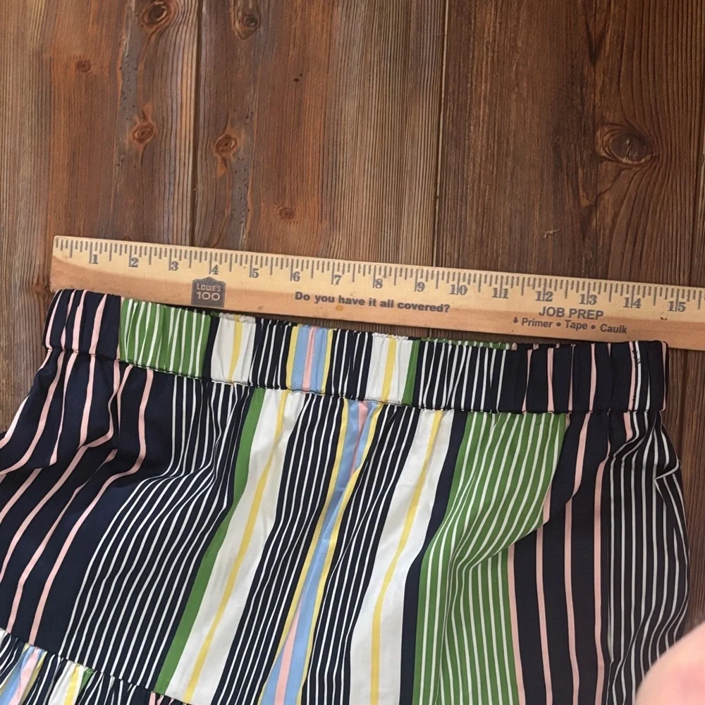 Tory Burch Multi-Colored Striped Maxi Skirt tiered style with pockets Large